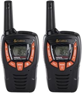 Cobra AM655 Compact Walkie Talkies for Adults (2-Pack) - 8 km Range, 16 Channels and 121 Privacy Codes, Weather Resistant, Rechargeable Two Way Radios, Black