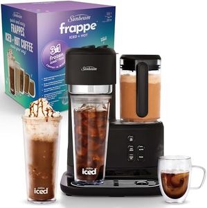 Sunbeam 3-in-1 Frappe Iced and Hot Coffee Maker with Blender | Single Serve, with Reusable Filter, Scoop, 625mL Tumbler Set, Coffee Drink Recipes, Black SDP2000BK