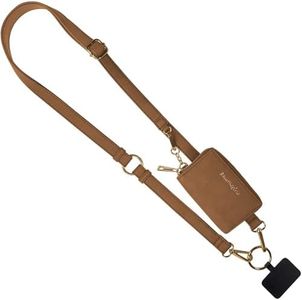 Save the Girls Clip & Go Vegan Phone Lanyard & Wristlet with Pouch, Brown