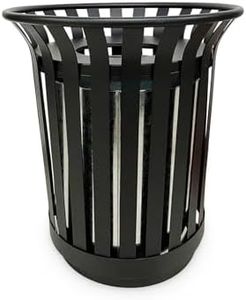 Anxeit Outdoor Metal Slatted Trash Receptacle,Waste Receptacle，Commercial Trash Cans,Zone Round Garbage Bin,Square Hotel Street Patio Indoor Metal Stan (Large - Black)