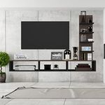 PLANTZY Wooden TV Entertainment Unit/TV Cabinet for Wall/Wall Set Top Box Shelf Stand/Wall Mounted TV Stand/Set Top Box Holder for Home/Living Room/Bedroom Ideal for TV Upto 42" (Black/Brown)
