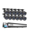 ZOSI 1080P 16CH Security Camera System with AI Human Vehicle Detection,H.265+ DVR Recorder with 2TB Hard Drive,12x Outdoor Indoor CCTV Bullet Camera Surveillance Cameras Set, 80ft Long Night Vision