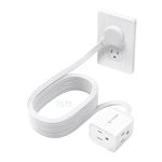 TROND 15ft Long Extension Cord Indoor, Left Angle Ultra-Thin Flat Plug, 3 Sided Multi Plug Outlets, 13 Amps, 1625W, Small Flexible SPT 16/3 Power Bar Cable Splitter, Home Office Dorm Room Essentials