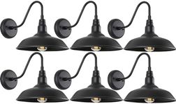 GOALPLUS 10in. Gooseneck Barn Light 6 Pack Farmhouse Wall Mount Light Fixture Exterior Waterproof Black Industrial Wall Sconce for Porch, Garage, Patio and Doorway