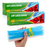 50 Pcs Zip Lock Bags, Food Storage Freezer Bags (2.27L) Reusable Sandwich Bags Food Storage Bags with Expandable Bottom, BPA Free Zip Seal Freezer Bags for Fruits, Vegetables, Meat, Grains