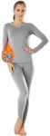 MANCYFIT Womens Thermal Underwear Long Johns Set with Fleece Lined Ultra Soft V Neck Grey XX-Large