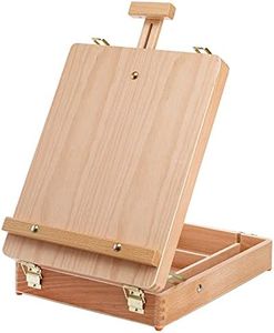 DEAYOU Wood Tabletop Easel Storage Box, Beechwood Portable Sketchbox for Painting, Wooden Desktop Adjustable Drawing Easel Case for Art Supplies, Painters, Student, Artist, Beginner