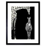 Wee Blue Coo Painting Illustration Abstract Zebra Giraffe Zoo Framed Wall Art Print