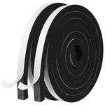 Windows Sealing Tape-2 Rolls, 1/2 Inch Wide X 3/8 Inch Thick Weather Stripping for Windows and Doors Adhesive Soundproofing Thick Foam Tape Total 13 Feet Long(6.5ft x 2 Rolls)