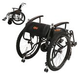 MobiQuip All Terrain, Lightweight, Folding, Manual Self Propelled Aluminium Wheelchair, 24 Inch Mountain Bike Style Pneumatic Tyres, Easy Compact Folding Black Frame, Weighs Just 12.5kg, 16 inch Seat