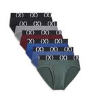 2(X)IST Mens (X) Sport 6-Pack No Show Brief, Black/Sharkskin/Tawny Port/Royal Blue/Union Blue/Fern, Small