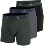 Adidas Men's Performance Boxer Brief Underwear (3-Pack), Green Oxide/Grey/Pulse Blue, Small