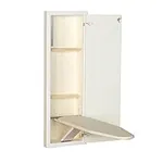 Household Essentials Ironing Board Cabinet, In-Wall Recessed Ironing Board Cabinet with Storage Shelves, White