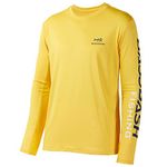 Bassdash Fishing T Shirts for Men UV Sun Protection UPF 50+ Long Sleeve Tee T-Shirt (Amber/Dark Blue Logo, XL)