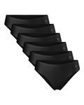 DANISH ENDURANCE 6 Pack Women's Invisible Bikini Panties, No-Show Microfiber Knickers, Sports Briefs, Black, XS