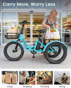 MOONCOOL 20" Folding Electric Trike – Adult 3-Wheel Bike