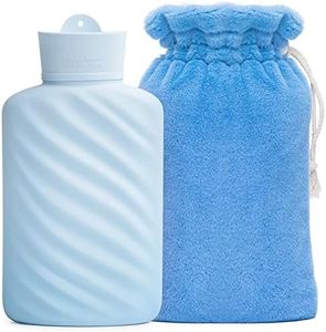 1 Liter Microwaveable Silicone Hot Water Bottle with Cover, Silicone BPA-Free Hot Water Bottles for Pain Relief Hot Water Bag with Cover for Neck Shoulder Pain/Menstrual Cramps/Hot & Cold Compress