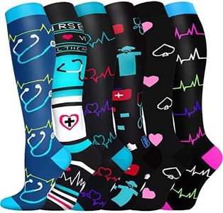 Hi Clasmix 6 Pairs Plus Size Compression Socks for Women&Men-20-30mmhg Wide Calf Best for Circulation,Pregnancy,Media,Nurse,Running