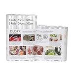 Vacuum Sealer Bags, DLOPK 6 Pack 15x300cm and 20x300cm Food Bags for Vacuum Sealer Sous Vide Machine Vacuum Sealer Rolls for Food Saver, Freezer Bags