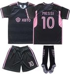 LULIDI Youth Sportswear Miami #10 Leo Kids Away Soccer Jersey/Shorts Football Socks Set (Black,30)