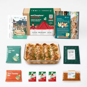 eat2explore Global Cooking Kit - Authentic Recipes, Essential Spices, Cultural Fun & Expert Drink Pairings. Perfect for New Year Date Night or Dinner Parties. (MEXICO edition)