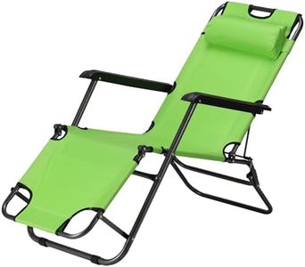 JEMIDI Tumbona Plegable - Silla Reclinable Jardin Playa Piscina Camping - con Reposabrazos Reposacabezas y Respaldo 2 Niveles - Tumbonas Plegables Ligeras 155 x 60 x 80 cm - Verde