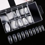 120 Pieces Acrylic Nail Tips Fake Coffin Nail Full Cover Ballerina Shape Nails 10 Sizes Women Artificial False Nail in Clear Box (Clear)