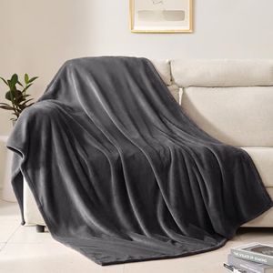 BEAUTEX Fleece Throw Blanket for Couch Sofa or Bed Throw Size, Soft Fuzzy Plush, Luxury Flannel Lap Blanket, Super Cozy and Comfy for All Seasons (Graphite, 50" x 60")