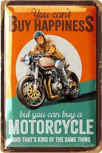 LANOLU Vintage Tin Sign Motorcycle, Biker Gift for Men, Motorcycle Signs for Garage, Vintage Motorcycle Wall Art Decor, Metal Motorcycle Sign, Motorcycle Enthusiast Gifts, 12x8"