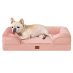 EHEYCIGA Memory Foam Orthopedic Medium Dog Bed with Sides, Waterproof Liner Dog Beds for Medium Dogs, Non-Slip Bottom and Egg-Crate Foam Small Dog Couch Bed with Washable Removable Cover, Dusty Pink