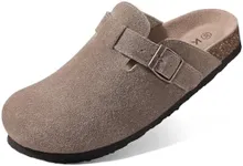 KIDMI Women's Suede Clogs Leather Mules Cork Footbed Sandals Potato Shoes with Arch Support Mocha 46 (Size 14)