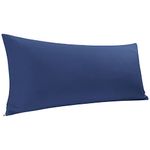 PiccoCasa Body Pillow Cover Egyptian Cotton Bolster Pillow Cases - 300 Thread Count Super Soft and Breathable Long Body Pillowcase with Zipper Closure Navy Blue 20"x54"/ 4.6ft