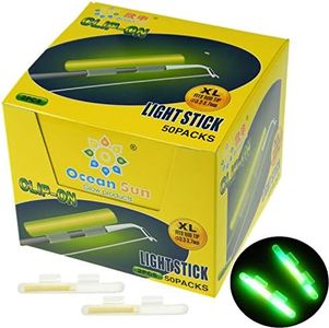 QualyQualy Clip On! Fishing Glow Sticks for Pole,Dry Type Green Fluorescent Tubes Luminous Wand Light Stick, Fishing Rod Tip Lights,XL Glow Sticks for Night Fishing 100 Pieces/Box