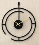 Urban Born Metal Wall Clock for Home Decor and Hall 19 inches Home Big Size Living Room Hall Bedroom Stylish Clock (Black Finish)