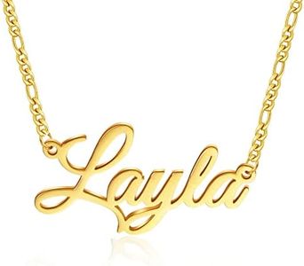 Name Necklace Personalized, 18K Gold Plated Custom Name Necklaces for Women Customized Name Plate Pendant Jewelry Gifts for Women