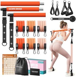 DAWN SWAN Pilates Bar Kit with Resistance Bands – Adjustable Home Gym Workout Equipment for Women & Men – Portable Pilates Equipment for Squats, Yoga & Full Body Toning