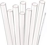 Dakoufish Reusable Smoothie Straws 9 inch Long Wide Mouth Clear Plastic Straight Drinking Straws Set of 8 with Cleaning Brush (Clear, 9 inch)