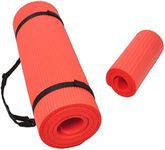 Signature Fitness All Purpose 1/2-Inch Extra Thick High Density Anti-Tear Exercise Yoga Mat and Knee Pad with Carrying Strap, Red