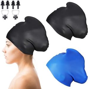 Swim Cap Long Hair 2 Pack Swimming Caps for Women Silicone Swim Caps Keep Hair Dry Waterproof Comfortable Flexible Durable Bathing Cap Tear-Proof Design Large Women Adult Swimming Cap 10+ Years Girls