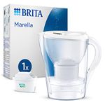 BRITA Marella Water Filter Jug White (2.4L) incl. 1x MAXTRA PRO All-in-1 cartridge - fridge-fitting jug with digital LTI and Flip-Lid - now in sustainable Smart Box packaging