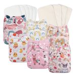 Babygoal Baby Cloth Diapers, One Size Reusable Washable Pocket Nappy 6pcs Diapers+6pcs Microfiber Inserts+4pcs 4-Layer Rayon Bamboo Inserts 6FG25-CA