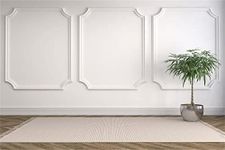 Laeacco Western White Wall Photography Backdrop, 7x5ft Indoor Wall Decorations Yoga Carpet Photo Background Interior Room Decor Children Adults Portrait Photoshoot Studio Props Vinyl