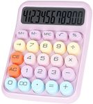 DANRONG Mechanical Switch Calculator with Big Buttons, Calculators Desktop, 12 Digits, Large LCD Display, Desk Calculator, Cute Pink Calculator for Teachers Students Basic Office (Purple)