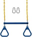 Jungle Gym Kingdom Swing Sets for Backyard, Monkey Bars & Swingset Accessories - Set Includes 18" Trapeze Swing Bar & 48" Heavy Duty Chain with Locking Carabiners - Outdoor Play Equipment (Blue)