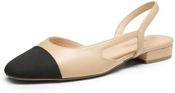 DREAM PAIRS Women's Flats, Square Toe Slingback Flats for Women Dressy Casual Work Office Party, Low Heel Dress Shoes for Women,Size 9,Nude,SDFA2415W