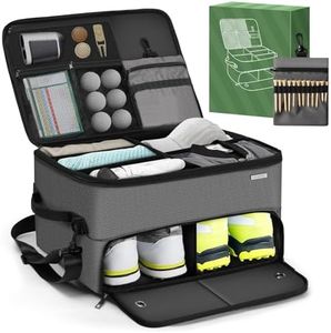 Golf Trunk Organizer for Car SUV, 2-Layer Golf Accessories Storage with Shoe Compartment & Dividers – Waterproof Golf Gear Bag, Golf Organizer Gift for Men