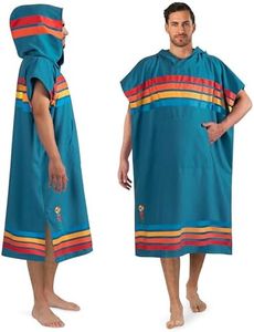 SUN CUBE Surf Poncho Changing Robe with Hood, Quick Dry Microfiber Wetsuit Changing Towel for Surfing Beach Swim Outdoor Sports Men, Absorbent Wearable Towel Cover Up with Pocket, Sunset Blue