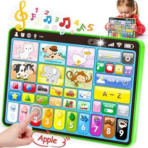 hahaland Learning Tablet for Toddlers 1-3, Trilingual Learning Toys with Music and Lights, Musical Baby Toys for 1 Year Old, Montessori Baby Tablet Toys, Screen-Free Toddler Learning Toys 1-2 Gifts