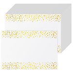 Teling 100 Pcs Gold Foil Paper Placemats White and Golden Dots Place Mats Disposable Placemat Rectangle Table Mats Party Decorative Paper for Birthday Dining Wedding Kitchen Baby Shower Party Decor