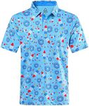 DEOLAX Mens Polo Shirts Fashion Print Mens Golf Shirt Dry Fit Mens Golf Polo Short Sleeve Quick Dry Funny Golf Shirt for Men, Light Blue - Donut, X-Large